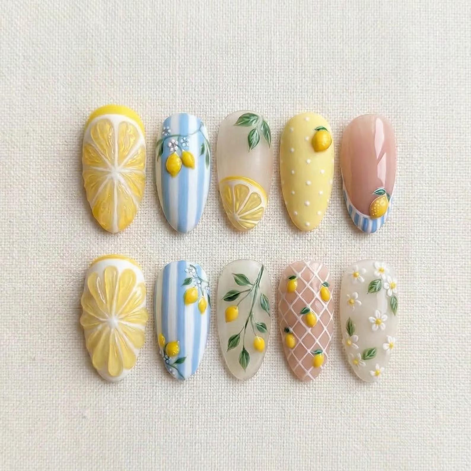 Summer Lemon Press On Nails