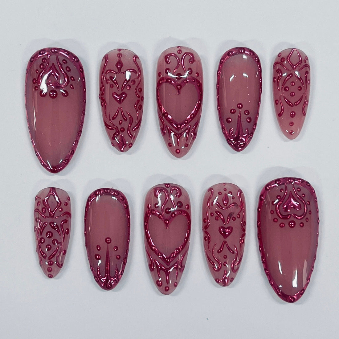 Chrome Empress Press On Nails, Handmade 3D False Nails, Edgy Nails for Birthday Party Holiday,Vacation , Gift for Her